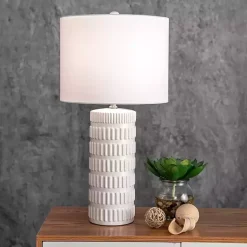 Kirklands Home Textured Ceramic Table Lamp White New