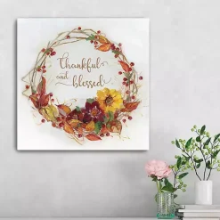 Fall>Kirklands Home Thankful & Blessed Harvest Wreath Print, 20x20