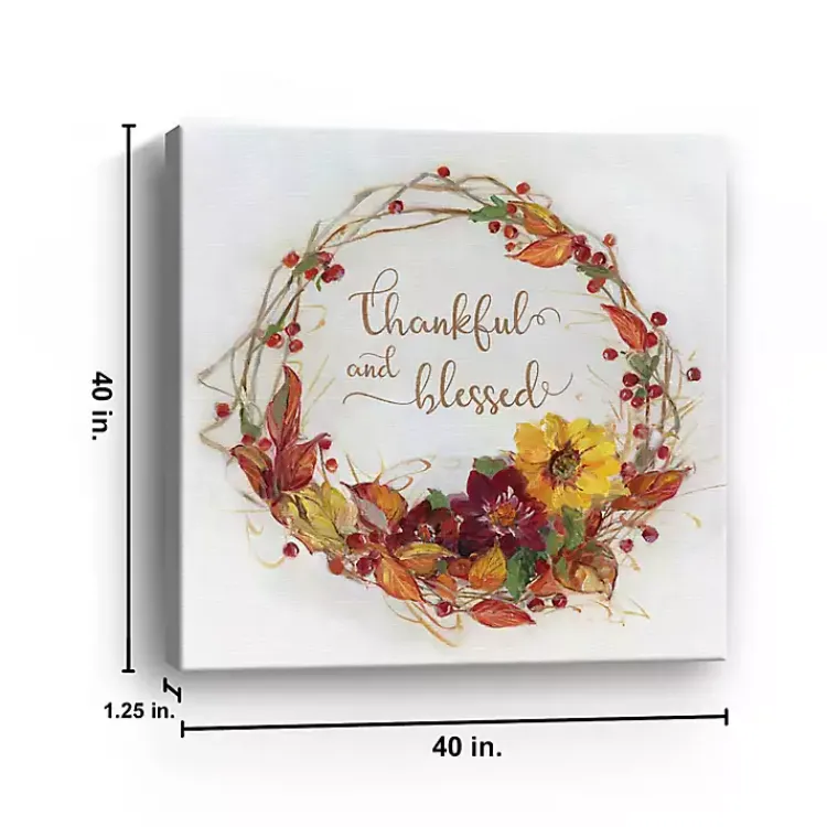 Fall>Kirklands Home Thankful & Blessed Harvest Wreath Print, 40x40
