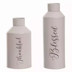 Fall>Kirklands Home Thankful and Blessed Metal Vases, Set of 2 White