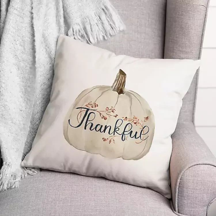 Fall>Kirklands Home Thankful Pumpkin Outdoor Pillow