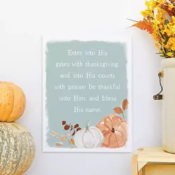 Fall>Kirklands Home Thanksgiving Verse Canvas Wall Plaque Blue