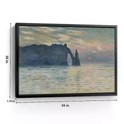 Kirklands Home The Cliff-Etretat, Sunset Framed Canvas Art Print Blue Discount