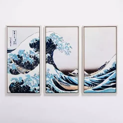 Kirklands Home The Great Wave Framed Canvas Art Prints, Set of 3