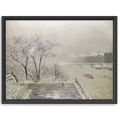 Kirklands Home The Louvre Under Snow Framed Canvas Art Print White Hot