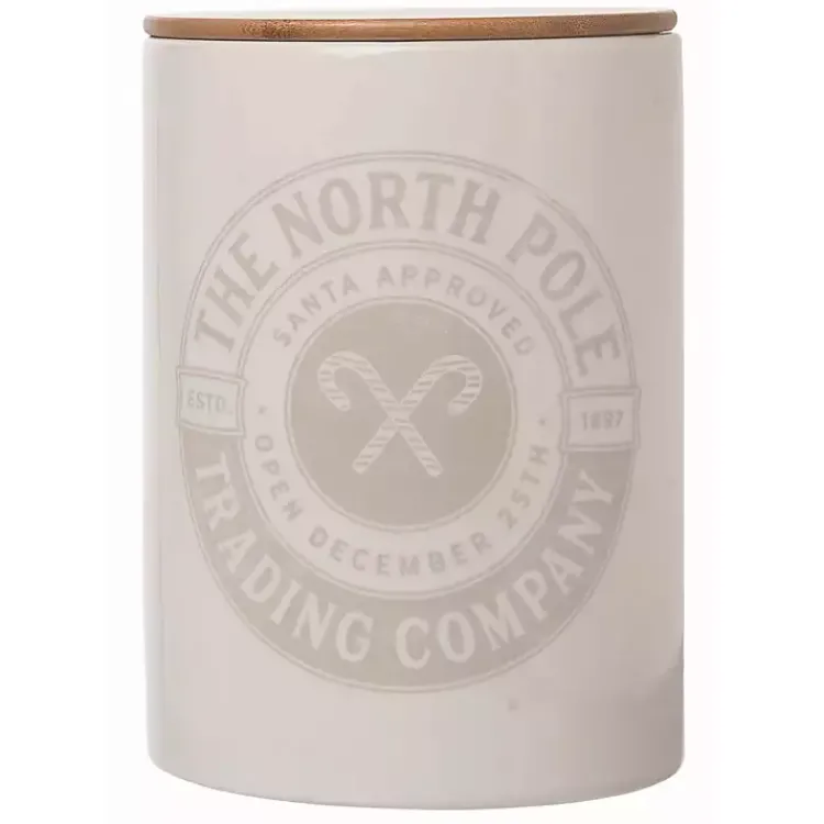 Kirklands Home The North Pole White Ceramic Canister