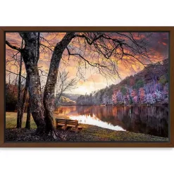 Kirklands Home The Quiet of Sunset Walnut Framed Canvas Art Print