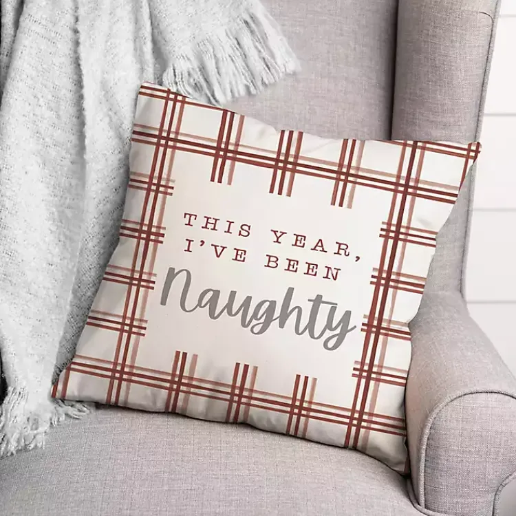 Christmas Pillows>Kirklands Home This Year I've Been Naughty Pillow