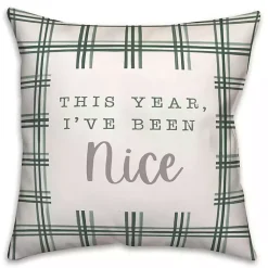 Christmas Pillows>Kirklands Home This Year I've Been Nice Christmas Pillow Green