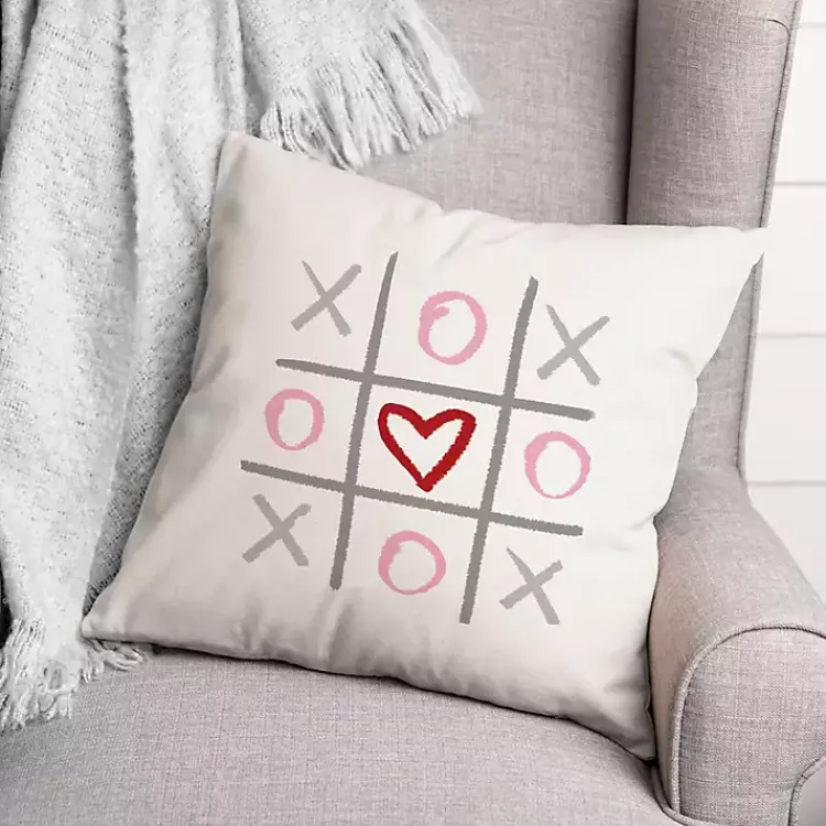 Valentines Day Decorations>Kirklands Home Tic Tac Toe Heart Pillow