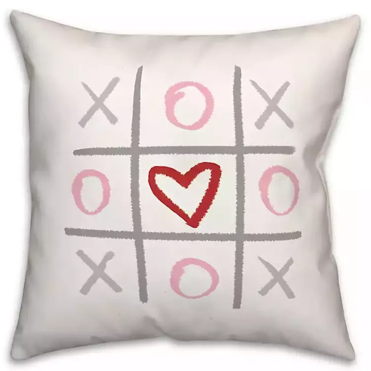 Valentines Day Decorations>Kirklands Home Tic Tac Toe Heart Pillow
