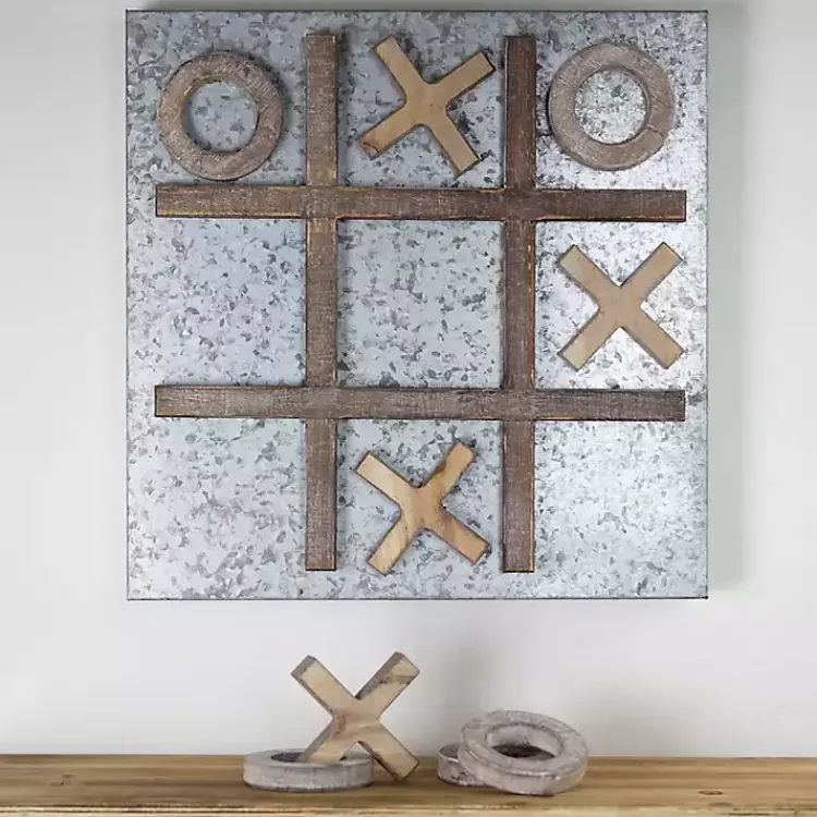 Memo & Chalkboards>Kirklands Home Tic Tac Toe Wood and Metal Magnetic Memo Board