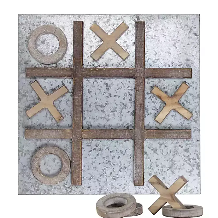 Memo & Chalkboards>Kirklands Home Tic Tac Toe Wood and Metal Magnetic Memo Board