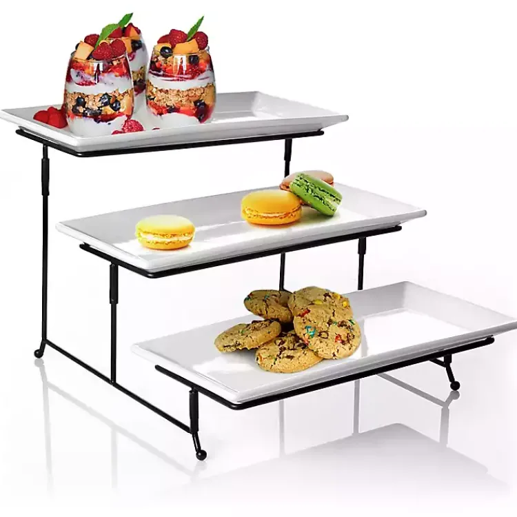 Kirklands Home 3-Tier Serving Plates White Online