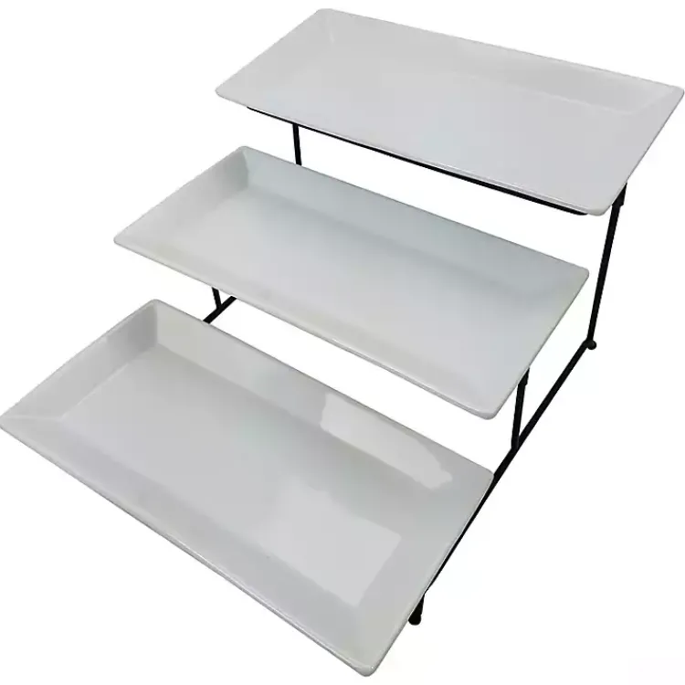Kirklands Home 3-Tier Serving Plates White Online