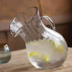 Kirklands Home Tilted Ribbed Glass Pitcher Clear Online