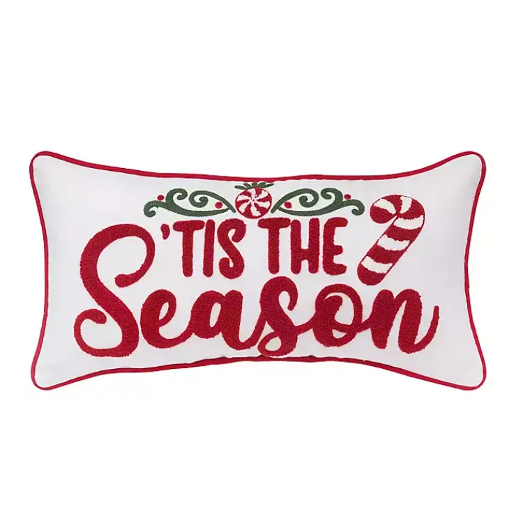 Christmas Pillows>Kirklands Home Tis the Season Candy Cane Lumbar Pillow