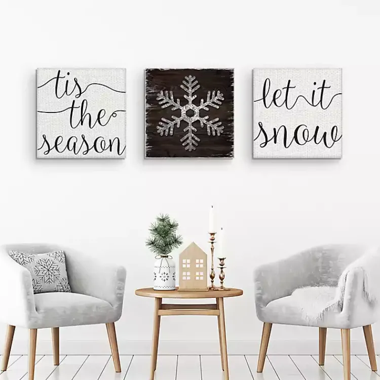 Christmas Art & Wall Decor>Kirklands Home Tis the Season Canvas Art Prints, Set of 3
