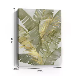 Kirklands Home Touch of Gold Banana Leaves Canvas Art Print Sale
