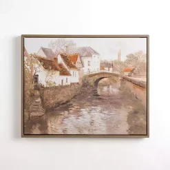 Kirklands Home Town with Bridge Framed Canvas Art Print Online