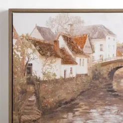 Kirklands Home Town with Bridge Framed Canvas Art Print Online