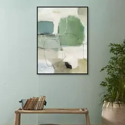 Kirklands Home Tranquil Green Framed Canvas Art Print New
