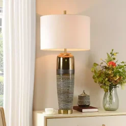 Kirklands Home Transitional Ceramic & Metal Table Lamp White Clearance