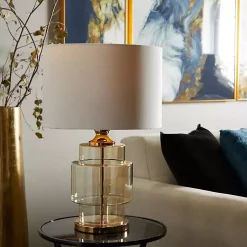 Kirklands Home Translucent Orange Glass Shade Table Lamp White