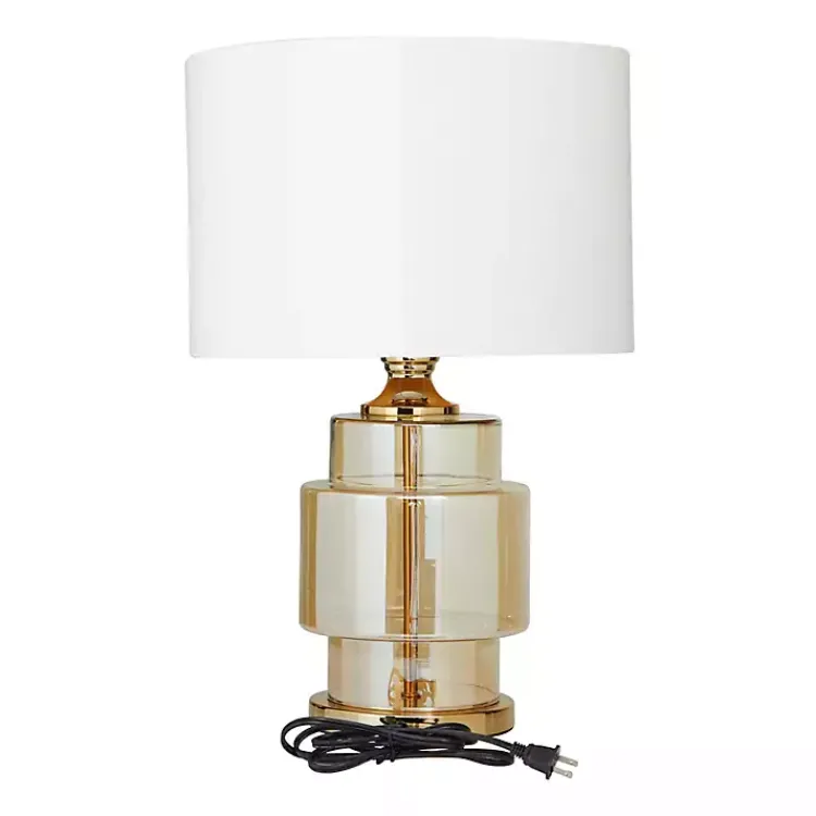 Kirklands Home Translucent Orange Glass Shade Table Lamp White