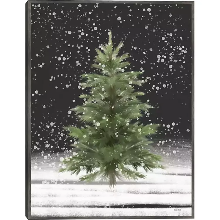 Christmas Art & Wall Decor>Kirklands Home Tree With Snow Fall Christmas Wall Plaque Green