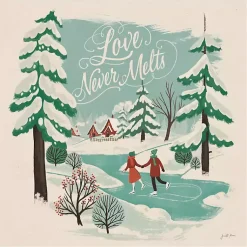 Christmas Art & Wall Decor>Kirklands Home Trees and Ice Skaters Christmas Canvas Wall Plaque