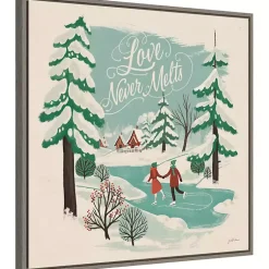 Christmas Art & Wall Decor>Kirklands Home Trees and Ice Skaters Christmas Canvas Wall Plaque