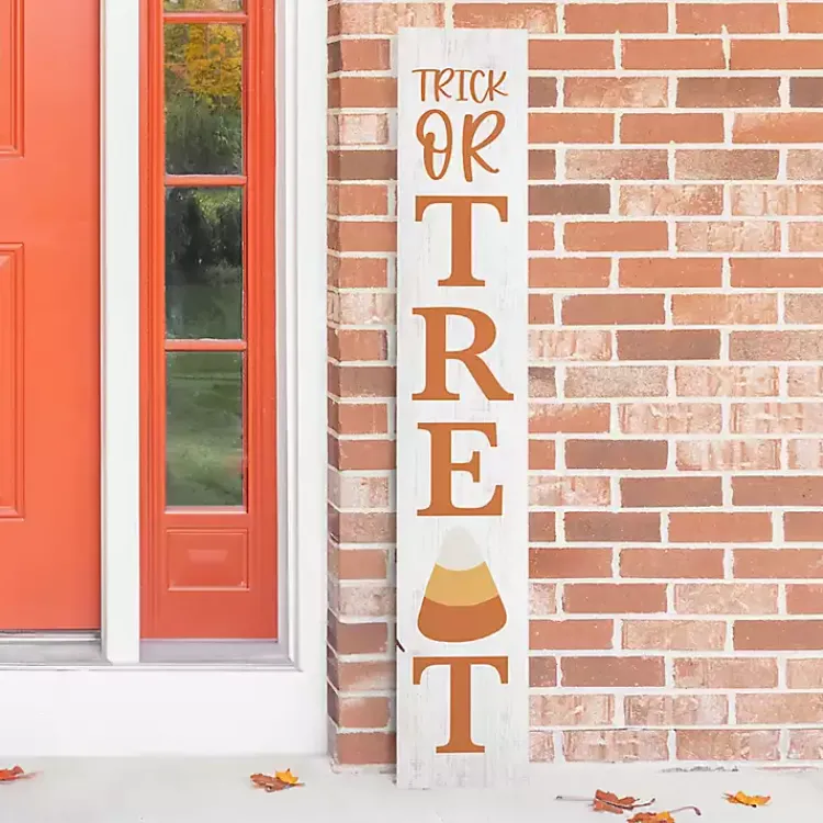 Halloween>Kirklands Home Trick or Treat Candy Corn Halloween Porch Board