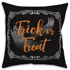 Halloween>Kirklands Home Trick or Treat Double Sided Outdoor Pillow Black