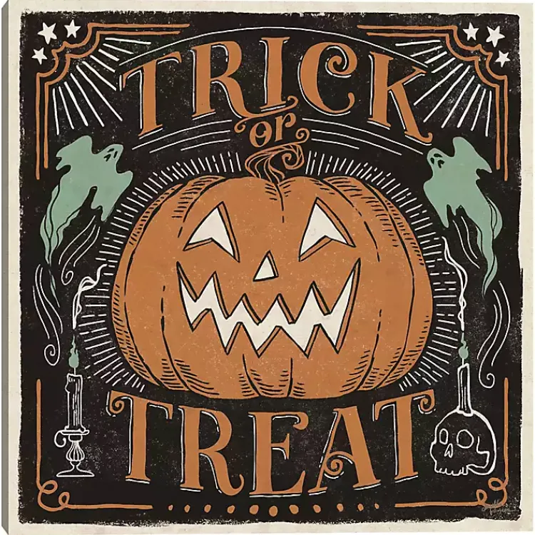 Halloween>Kirklands Home Trick or Treat Jack O' Lantern Canvas Art Print