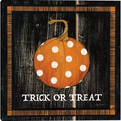 Halloween>Kirklands Home Trick or Treat Polka Dot Pumpkin Canvas Art Print