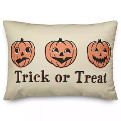 Halloween>Kirklands Home Trick or Treat Pumpkins Throw Pillow Ivory