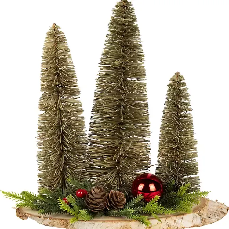 Christmas Decorations>Kirklands Home Trio of Bottle Brush Trees Christmas Decoration Green