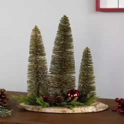 Christmas Decorations>Kirklands Home Trio of Bottle Brush Trees Christmas Decoration Green