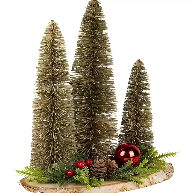 Christmas Decorations>Kirklands Home Trio of Bottle Brush Trees Christmas Decoration Green