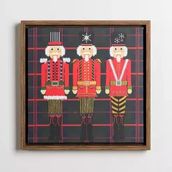 Christmas Art & Wall Decor>Kirklands Home Triple Nutcrackers Plaid Wall Plaque