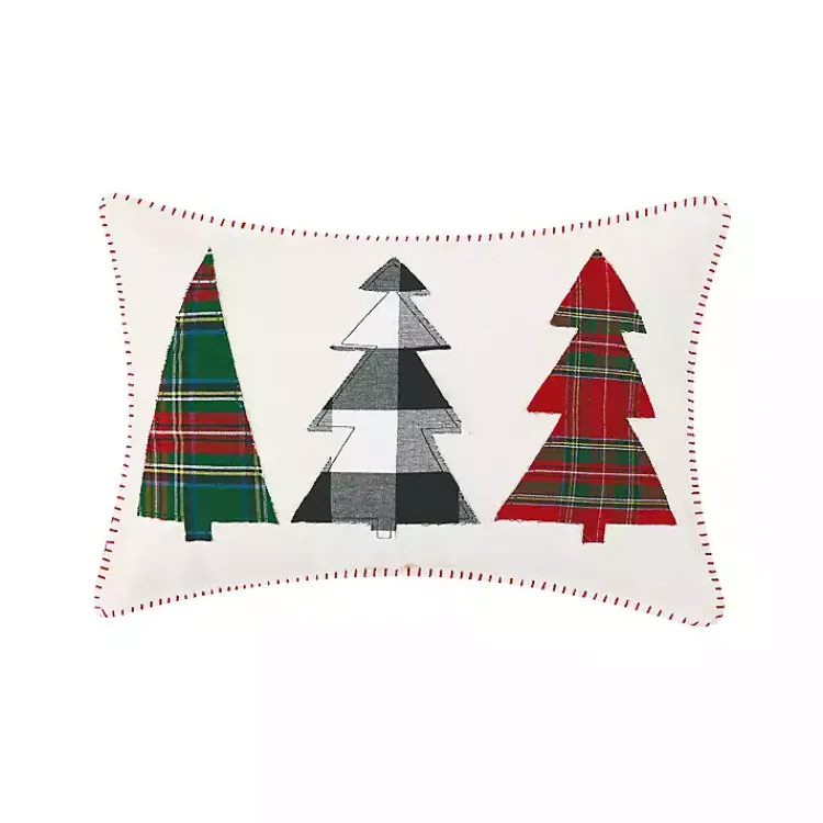 Pillows>Kirklands Home Tri-Tree Plaid Christmas Lumbar Pillow