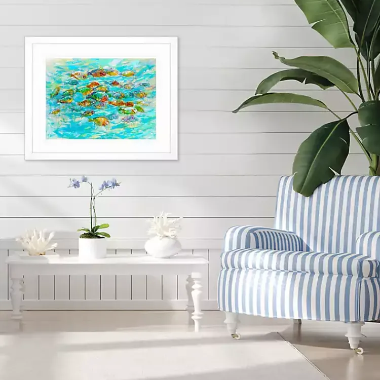 Kirklands Home Tropical Colors Framed Art Print Blue New