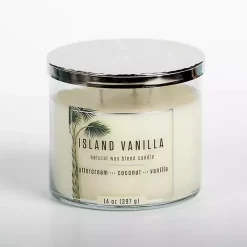 Candles>Kirklands Home Tropical Island Vanilla Triple Wick Jar Candle White