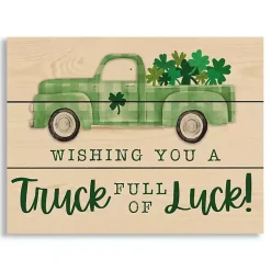 St Patricks Day Decorations>Kirklands Home Truck Full of Luck Wood Wall Plaque