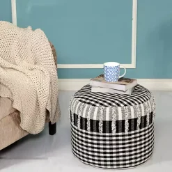 Poufs & Floor Cushions>Kirklands Home Tufted Black Mini Check Pouf