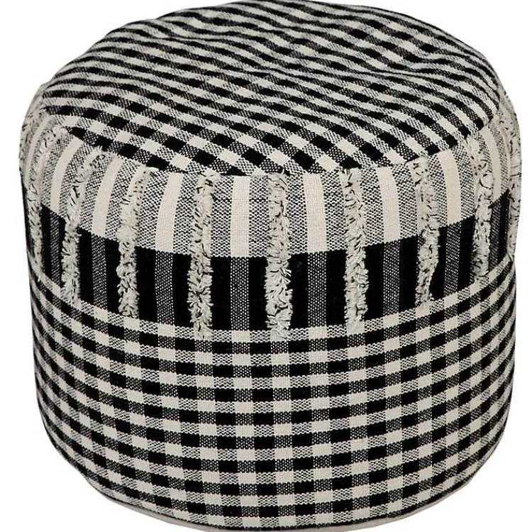 Poufs & Floor Cushions>Kirklands Home Tufted Black Mini Check Pouf