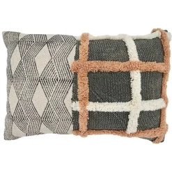 Pillows>Kirklands Home Tufted Chevron Plaid Cotton Lumbar Pillow