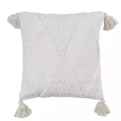 Pillows>Kirklands Home Tufted Diamond with Tassels Throw Pillow White