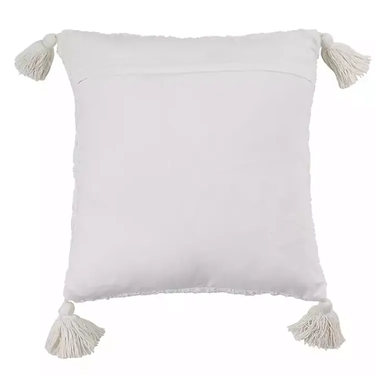 Pillows>Kirklands Home Tufted Diamond with Tassels Throw Pillow White